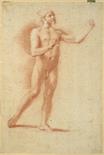 NEZNÁMÝ MISTR, A MALE NUDE, Mid-18th century, northern Italy Sanguine drawing on slightly yellowed