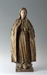 A FEMALE SAINT, Around the mid-16th century, Spain Wooden sculpture of an unknown saint (absence