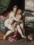 JACOB DE BACKER (1555-1585) - PRIPSÁNO, VENUS WITH CUPID, Late 16th century, Flanders Height: 85