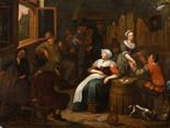 JAN MIENSE MOLENAER (1610-1668) - PRIPSÁNO, AT THE TAVERN, Around the mid-17th century,