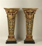 TWO BAROQUE COLUMNS, Before 1700, Italy (Rome) Polychrome and gilded wood. Height: 158 Width: 71
