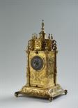 TABLE CLOCK, Around 1600, Germany (Augsburg) Copper, fire gilded and richly engraved case,