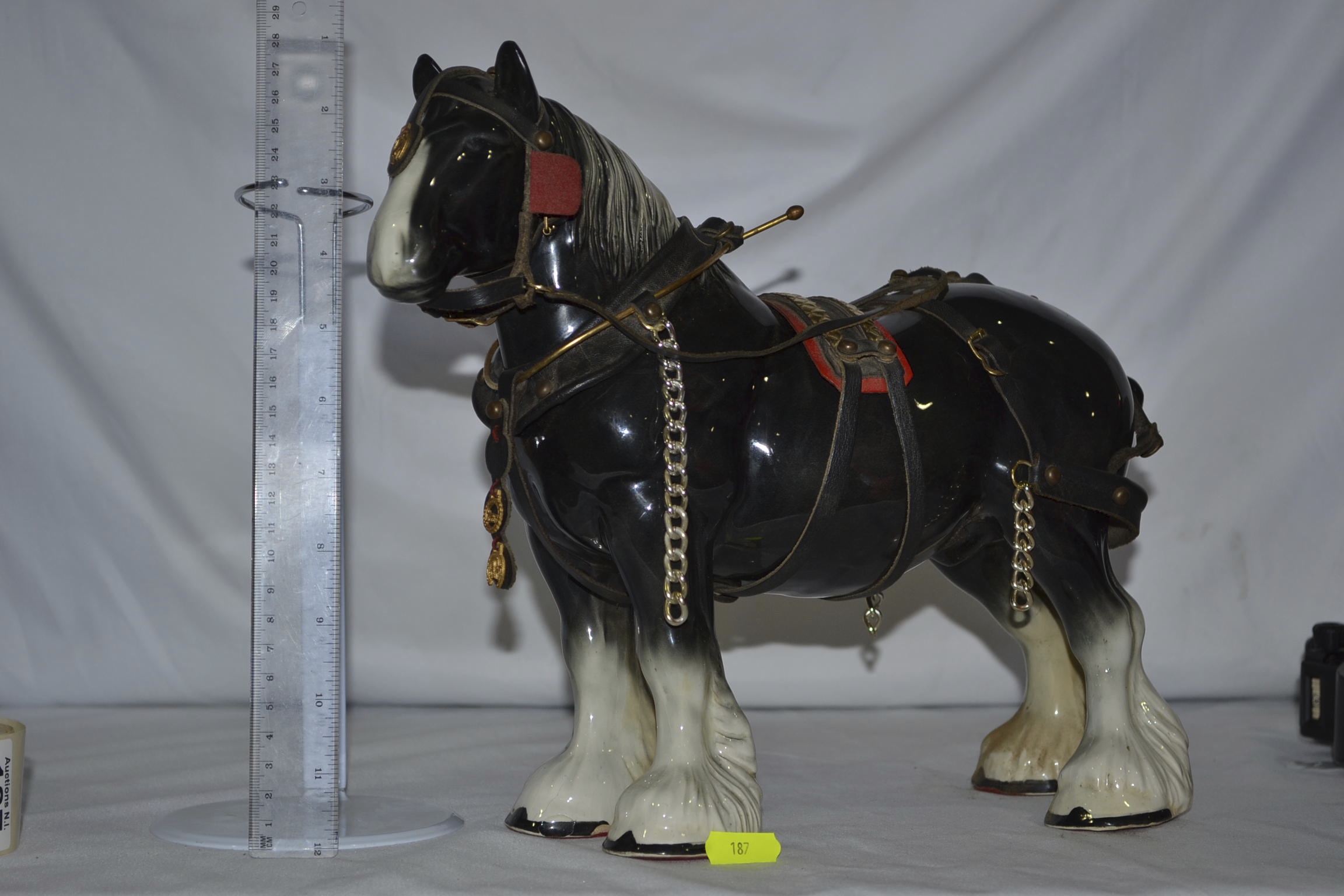 Black Shire Horse with Tack