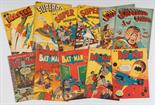 Atlas Australian Reprints + (1950s). Batman 6, 8, 9, 14, 76 (full colour) with Superman 7, 11,