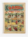 Dandy 16 (1938). Worn cover with 6 ins tear and RH corner piece torn away, page 5 has quarter of