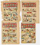 Beano consecutive front cover printer`s proofs (1947) 312, 313, 314, 315, three covers signed off