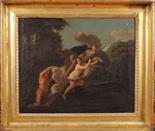 SC.ITALIANA DEL SECOLO XIX “scena mitologica”. Dipinto ad olio su tela in bella cornice in legno