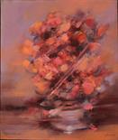 G.AJMONE. ” vaso di fiori”. Dipinto ad olio su tela. Cm 55×45. Anno 2001. Firmato in basso a