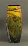 GRANDE VASO CILINDRICO in vetro di Murano anni 20' ispirato a G.Klimt. H 40 cm