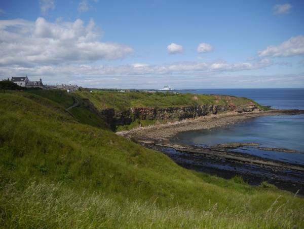Image of A short circular taking in Cove and Dunglass. Cove is a coastal settlement that sits above the shore and looks down on to the old harbour at Cove. The village hosts one of the poignant bronze sculptures by Jill watson that commemorate the East Coast Fishing Disaster of 1881.

Cockburnspath and Cove lie just over 12 miles north-west of Eyemouth by the A1107 or the A1.