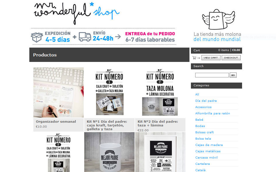 La tienda de Mr Wonderful en Big Cartel en 2013