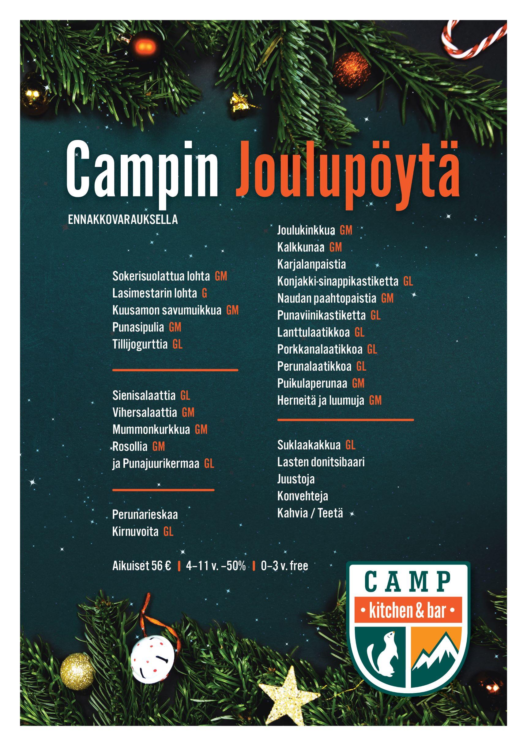 Camp Kitchen&bar joulumenu