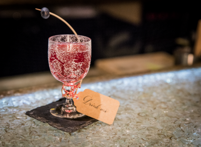 Library London with cocktail