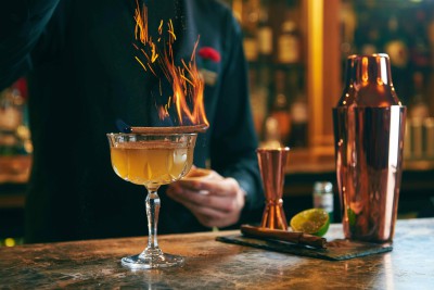 The Rubens at the Palace flaming cocktails
