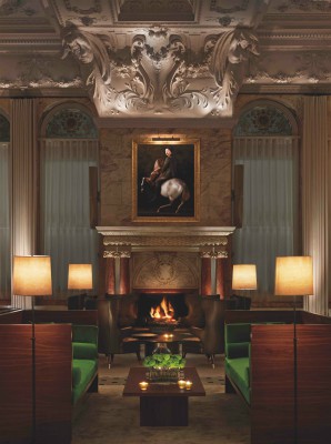 The Lobby Bar Shakes Up a New Cocktail Menu interior with fireplace