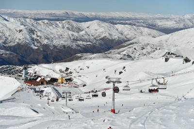 Cardrona Alpine Resort view of the slopes and ski lifts