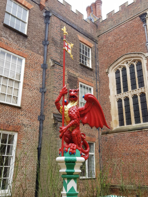 Hampton Court Palace dragon in courtyard