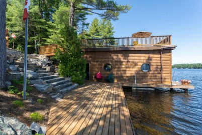 Lakeshore Drive Gravenhurst Luxury Cottage on Lake Muskoka boathouse