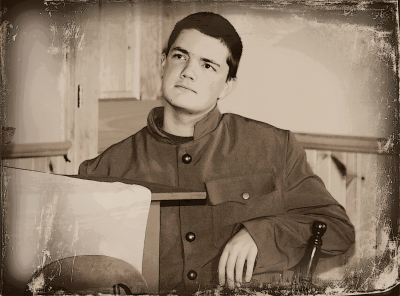 Muskoka Lakes summer theatre actor Cameron Gibson in uniform