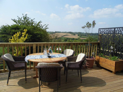 Blue Vale balcony with views over countryside