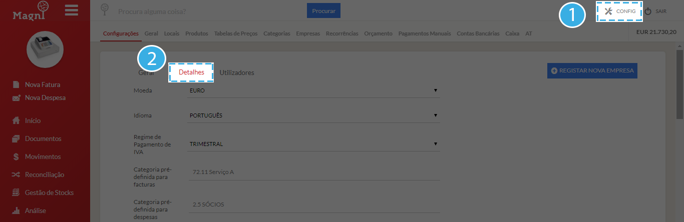 Como Configurar o Regime de IVA de Caixa - Passo 1 e 2