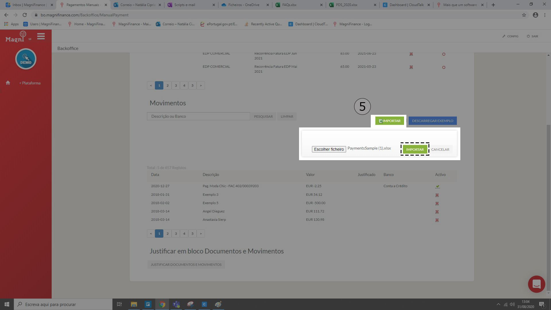 Como Importar Um Movimento Manual Por Excel