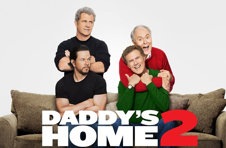 Daddy's Home 2 actors Will Ferrell, Mark Wahlberg,  John Lithgow and Mel Gibson