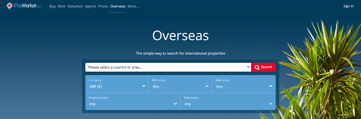 Onthemarket.com overseas screen shot