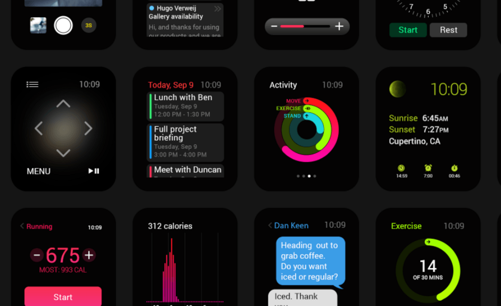 Apple Watch Kit UI gratuit PSD Magazine du design