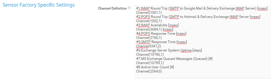 Sensor Factory Channel Definition Sensor Factory Channel Definition