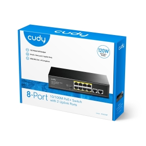Switch rete 8 porte poe + 2 porte uplink 10/100mbps 120w (fs1010p)