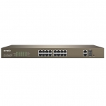 Tenda switch poe web smart 16 porte 10/100+2gb+2sfp - tef1218p-16-250w