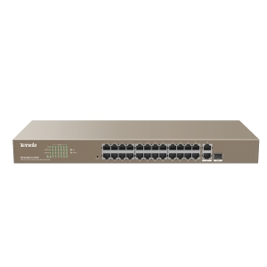 Tenda switch poe web smart 24 porte 10/100+2gb+2sfp 440w - tef1226p-24-410w