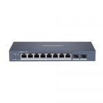 Hikvision switch l2, smart managed, 8 gigabit rj45 poe ports, 2 gigabit rj45 port, 802.3af/at, poe p
