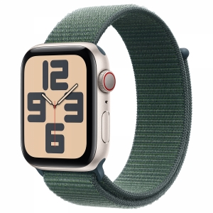 Apple watch se gps + cellular 44mm starlight aluminium case with lake green sport loop