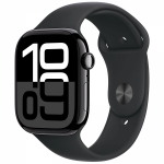 Apple watch series 10 gps 46mm jet black aluminium case with black sport band - s/m