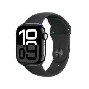 Apple watch series 10 gps 42mm jet black aluminium case with black sport band - s/m