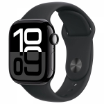 Apple watch series 10 gps + cellular 42mm jet black aluminium case with black sport band - s/m