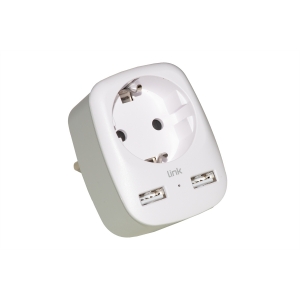 Adattatore multipresa da muro spina italiana 10a con 2 porte usb e una presa 2 poli