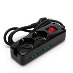 Multipresa 6 prese 2*schuko 4*ita 10/16a inter. spina 10/16a bk