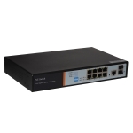 Switch di rete 8 porte gigabit poe 150 watt + 2 porte sfp e una porta console rj45 layer 2 (lksw8l2)