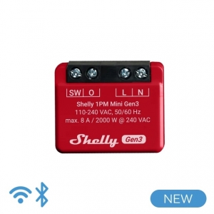 Shelly mini 1pm gen 3 - smart relay 8a ac wifi/bt + pm