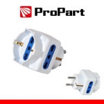 Adattatore 3pos 16a bipasso/schuko spina shuko bianco propart