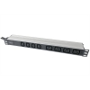 Multiple socket outlet with aluminium profile, 4x c13, 4x c14, 2x 16a plug, open end
