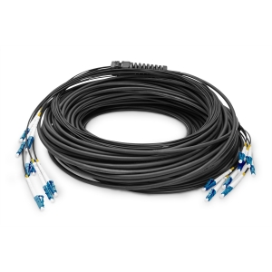 Cavo breakout universale in fibra ottica dotato di terminali, multimode os2, 8 fibre, lc/upc - lc/upc 30 mt. colore nero