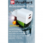 Caricatore ac/usb propart 2 uscite usb a e type c mini