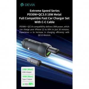 Caricabatterie per auto super veloce serie pd30w+qc3.0-18 w con cavo c-c