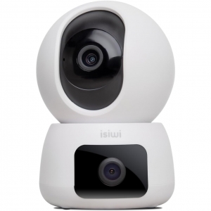 Isiwi telecamera wireless twin doppia ottica 2k dome motorizzata ir led audio bidirezionale sd card
