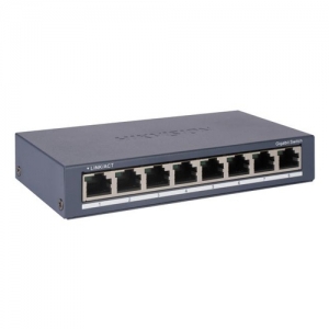 Hikvision switch 8 porte gigabit rj45 ports, desktop steel case unmanaged switch