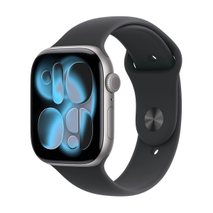Apple watch series 11gps46mmspace grey aluminium case with black sport band - m/l